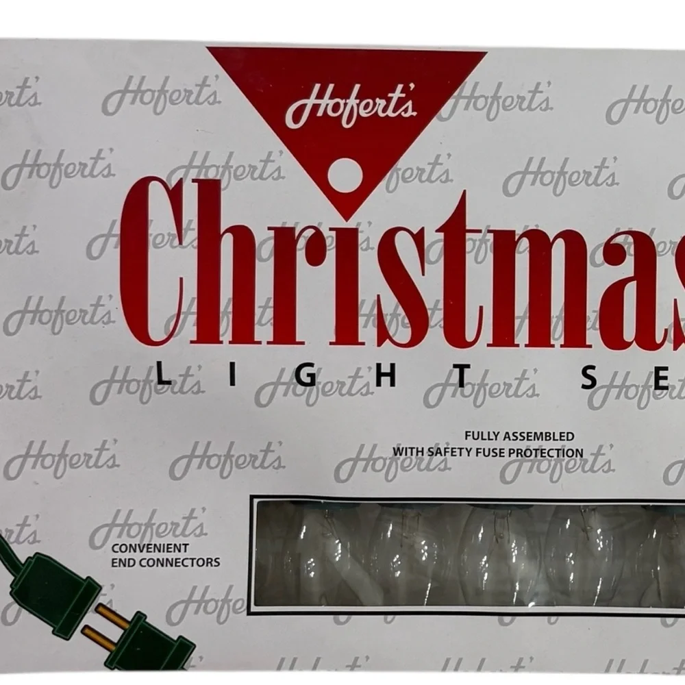25 Light C9 Clear Christmas String Light Set Green Wire End to End Hoferts New
